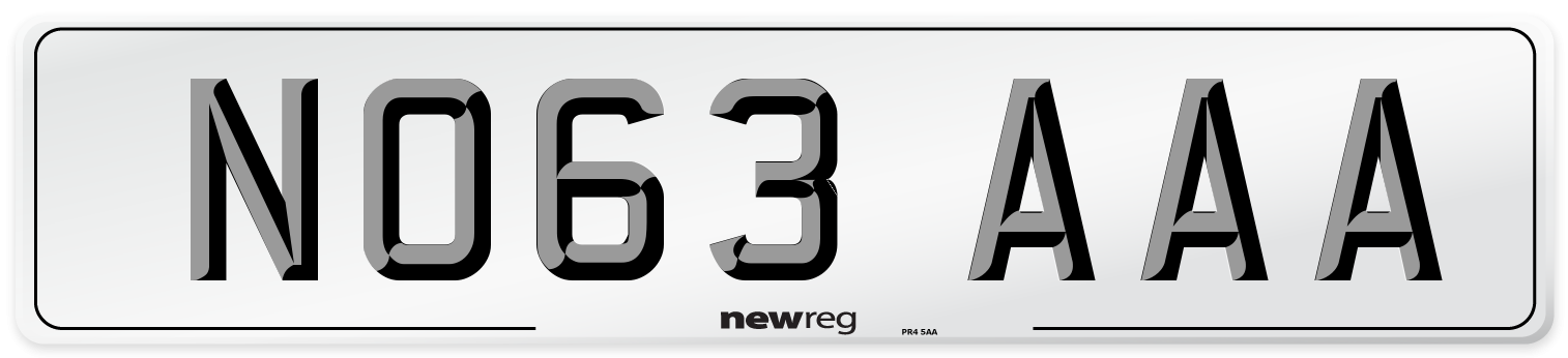NO63 AAA Number Plate from New Reg